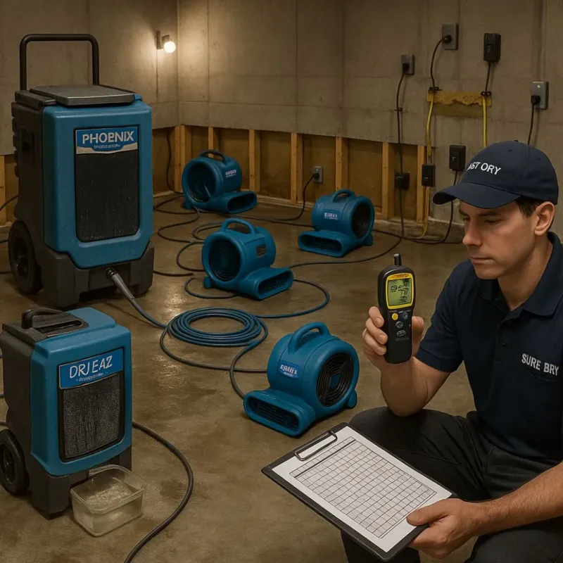 Structural Drying and Dehumidification process in Sand Springs, OK